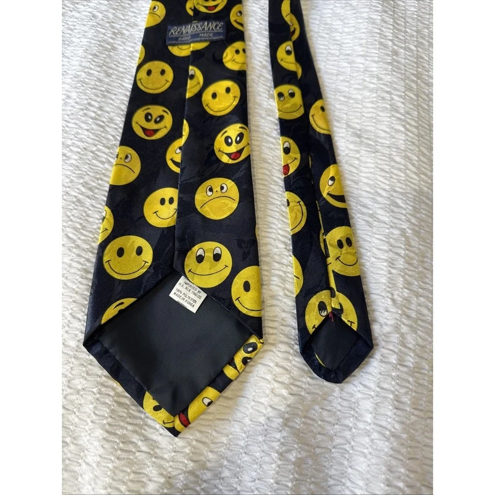 Smiley Face Emoji Tie Teacher Novelty Handmade Necktie Renaissance